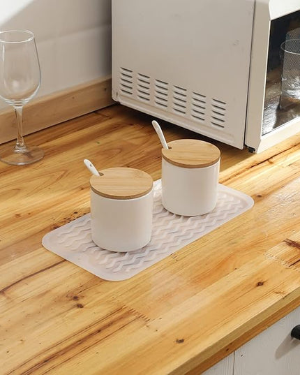 Silicone Dish Drying Mat for Multiple Usage,Easy clean,Eco-friendly,Heat-resistant Silicone Mat for Kitchen Counter or Sink,Refrigerator or Drawer Liner Translucent S 12 inches x 6 inches