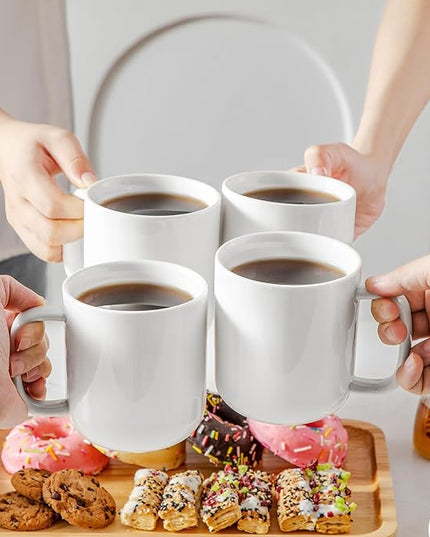 vancasso Porcelain Coffee Mugs Set, 16 oz Ceramic Coffee Cups for Americano Hot Tea Iced Coffee Cold Brew Cocoa Milk Mugs Set of 6, Dishwasher & Microwave Safe, White