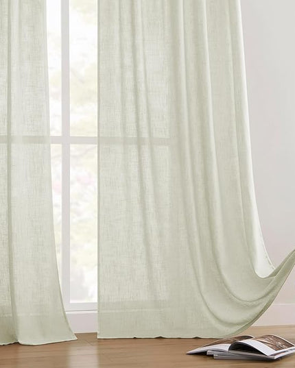 Joydeco Linen Curtains 108 Inch Length 2 Panel Sets,Light Filtering Curtains for Bedroom 52 Inch Wide Living Room Drapes with Back Tabs & Rod Pockets (W52 x L108 Inch, Oatmeal)