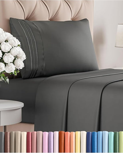Twin XL Size 3 Piece Sheet Set - Comfy Breathable & Cooling Bed Sheets Set - Hotel Luxury Bedding for Women, Men, Kids, Teens, Boys & Girls - Deep Pockets, Soft and Wrinkle Free - Oeko-Tex - Charcoal