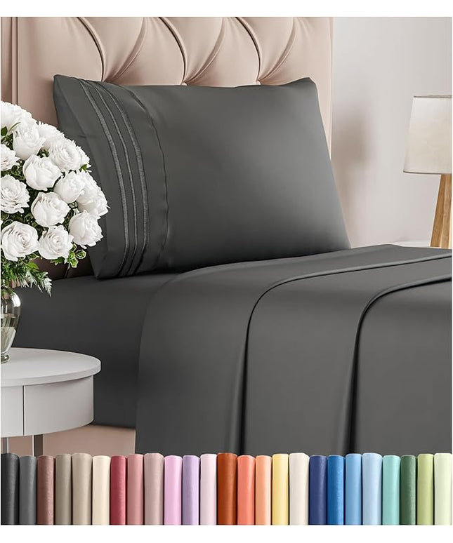 Twin XL Size 3 Piece Sheet Set - Comfy Breathable & Cooling Bed Sheets Set - Hotel Luxury Bedding for Women, Men, Kids, Teens, Boys & Girls - Deep Pockets, Soft and Wrinkle Free - Oeko-Tex - Charcoal