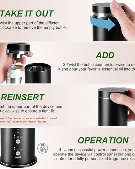 Waterless Essential Oil Diffuser Large Room Scent Diffuser for Home, Office, Hotel and Spas - Aromatherapy Diffuser Fragrance Oil Machine, Remote Control, Timer, Black