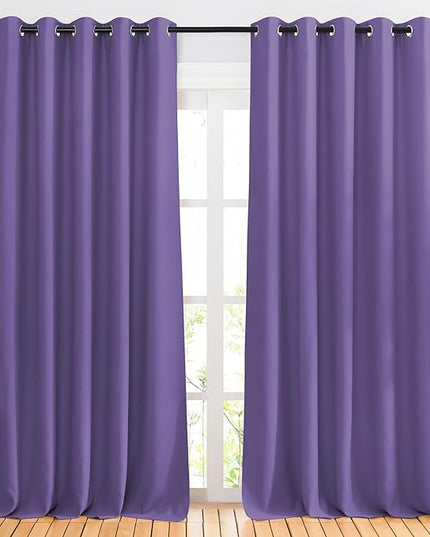 NICETOWN Lilac Purple Curtains 102 inch Length, Grommet Blackout Room Darkening Blackout Window Treatments Sound Reducing for Bedroom/Kids Room, W66 x L102