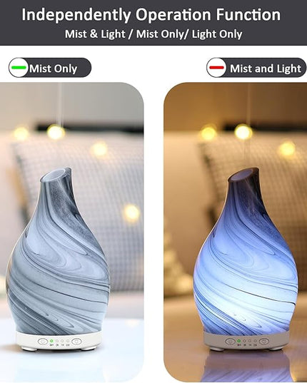 Essential Oil Diffuser 120ML, Glass Aromatherapy Diffuser with 4 Timer Settings & 7 Color Changing Lights, Waterless Auto Shut-Off, Ultra Quiet Oil Diffuser for Home, Office, Yoga, Spa and Sleeping