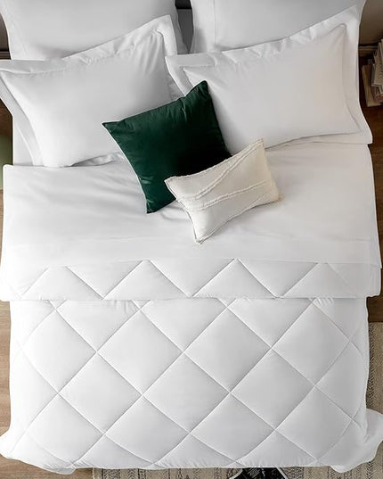 CozyLux Twin Comforter Set with Sheets White - 5 Pieces Bed in a Bag Twin, All Season Bed Set for Girls and Boys, Bedding Set with Down Alternative Comforter, Sheets, Pillowcase & Sham