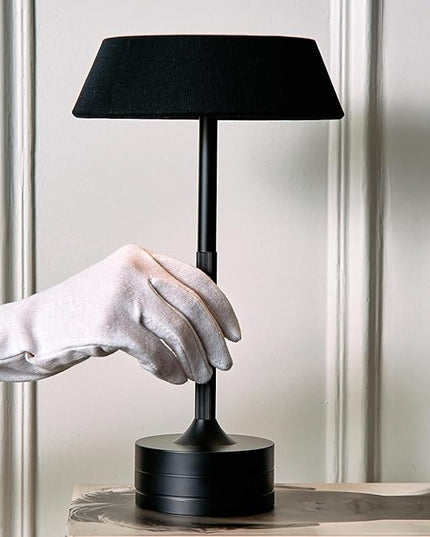 LED Cordless Table Lamp - Rechargeable Light for Home, Bedside, Kitchen - Small Dimmable Tap Lights - Battery Powered Touch Lamp for Desk Wireless - Black and Gold Lamp Shades, IP44, USB Type C Cable