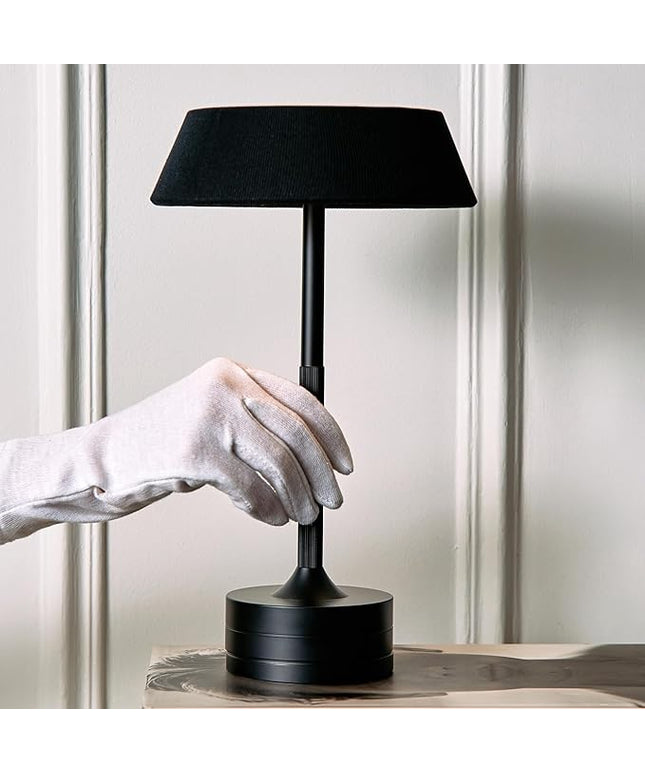 LED Cordless Table Lamp - Rechargeable Light for Home, Bedside, Kitchen - Small Dimmable Tap Lights - Battery Powered Touch Lamp for Desk Wireless - Black and Gold Lamp Shades, IP44, USB Type C Cable