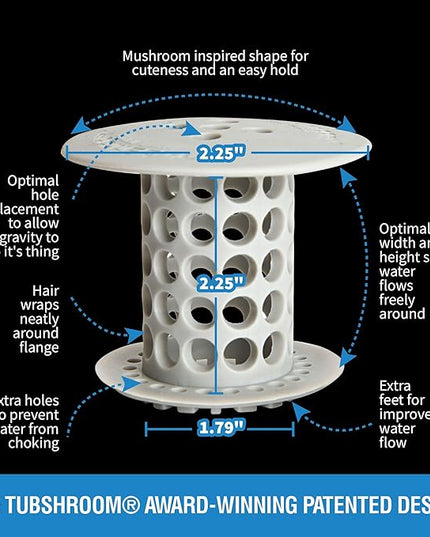 TubShroom the Revolutionary Tub Drain Protector Hair Catcher/Strainer/Snare, Gray (TSGRA454)