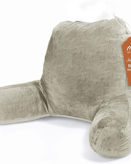 Sasttie Reading Pillow for Sitting in Bed Adult, Back Pillow for Bed Sitting Up, Backrest Back Support Chair Pillow, College Dorm Essentials for Girls and Boys, Linen Standard