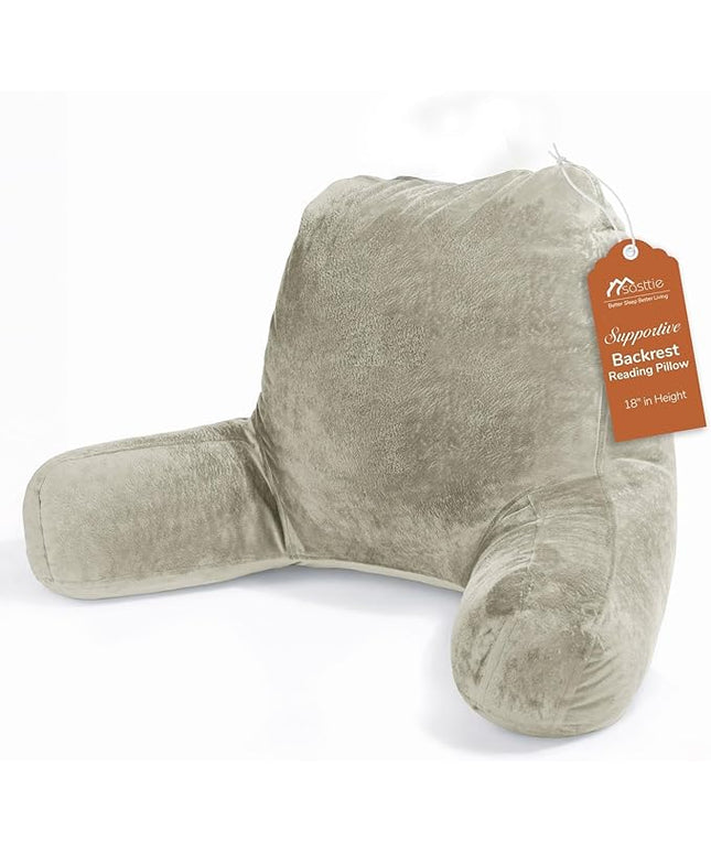 Sasttie Reading Pillow for Sitting in Bed Adult, Back Pillow for Bed Sitting Up, Backrest Back Support Chair Pillow, College Dorm Essentials for Girls and Boys, Linen Standard