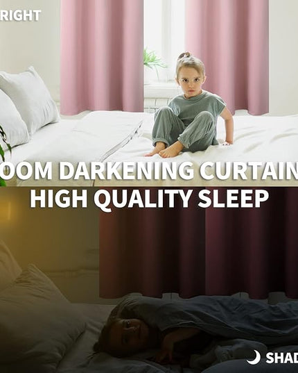 BGment Room Darkening Curtains 120 Inches Long - Grommet Thermal Insulated Drapes Window Treatment Curtains for Bedroom, 2 Panels, 52 x 120 Inch, Baby Pink