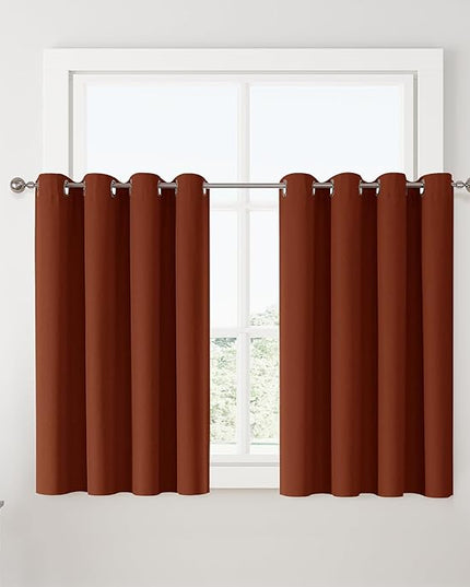 ChrisDowa 100% Blackout Terracotta Solid Curtains 54 Inches Long 2 Panels for Bedroom Living Room,Farmhouse Room Darkening Thermal Insulated Soundproof Grommet Top Window Treatment Drapes,52x54