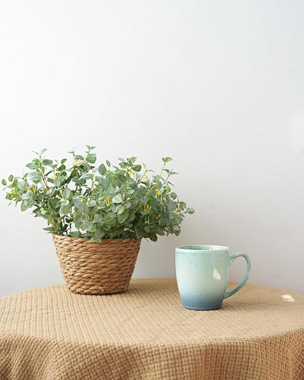 Bosmarlin Ceramic Coffee Mug Set of 4, 17 Oz, Coffee Cups with Big Handle, Microwave Safe, Unique Reactive Glaze (Pale Green, 17 Oz)
