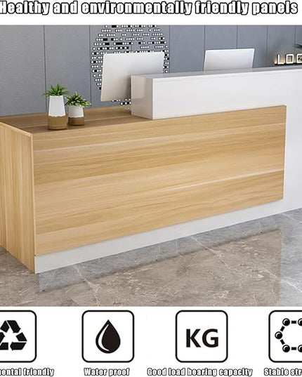 Reception Counter Desk With Lockable Drawers, Modern Retail Front Desk, Wooden Computer Table for Checkout Office, Beauty Salon, Lobby, Home Office