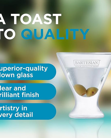 Bartesian Cocktail Glass Sets - Insulated Tumbler for Cocktails & Mocktails - Bar Glasses for Martini, Margarita, Pina Colada, Whiskey Sour, Old Fashioned - Set of 2