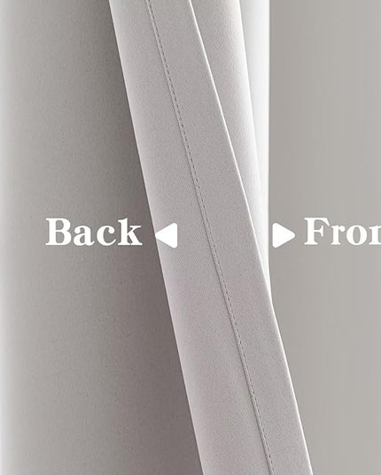 Greyish White Curtains 96 Inch Length 2 Panels Set, Light Filtering Curtains for Living Room 96 Inch Long, Grommet Energy Saving Semi Sheer Drapes for Bedroom Window(W52 x L96)