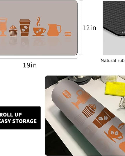 Golener Thick Coffee Maker Bar Mat Countertop,Quick dry mat,Bar Drying Mat,Coffee Bar Tray for Countertop,Coffee Nook Mat,Spill Mat