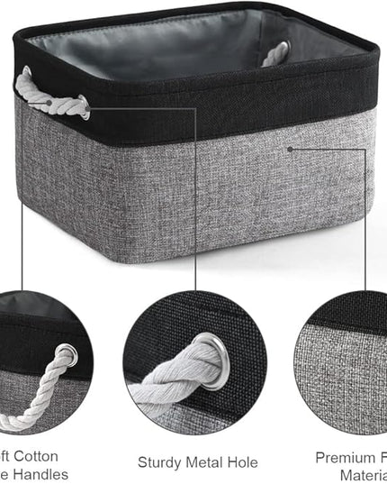 TheWarmHome Storage Basket for Organizing - 1 Pack 14x10x6.7 inch Collapsible Storage Bins for Shelves, Dog Toy Bin for Closet Organizer laundry Gift Cloth Nursery (Grey & Black)