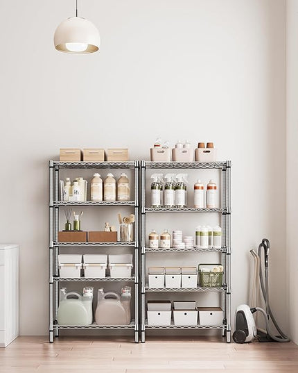 1250 lbs 5 Tier Shelf Metal Storage Shelves Shelving Wire Rack Heavy Duty Closet Organizers for Garage Kitchen Bathroom Laundry Chrome 13.8" D x 29.5" W x 59.5" H