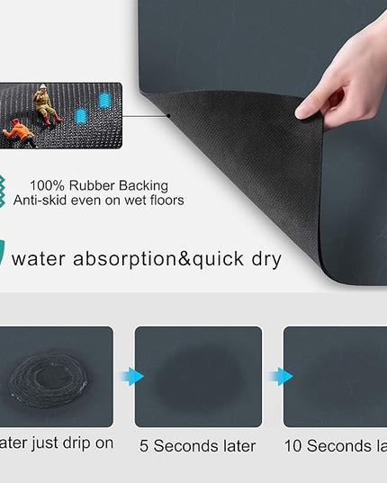 Coffee Maker Mat for Countertops, Coffee Bar Accessories Fit Under Coffee Machine Mat, 19"x12" Rubber Backed Coffee Pots, Table Mat under Appliance, Dish Drying Mat, Marble Navy for Kitchen Counter