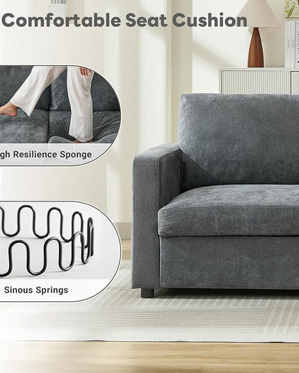 Tbfit Sectional Couch Loveseat, 79" Modern Comfy Sofa with Deep Seat, Removable Cover & Reversible Cushion, Gray