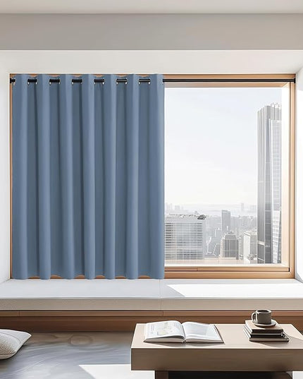 NICETOWN Stone Blue Blackout Curtains 72 inches Long, Grommet Privacy Window Treatment Thermal Insulated Room Darkening Sliding Glass Door Drape for Bedroom Living Room, 1 Panel, W100 x L72