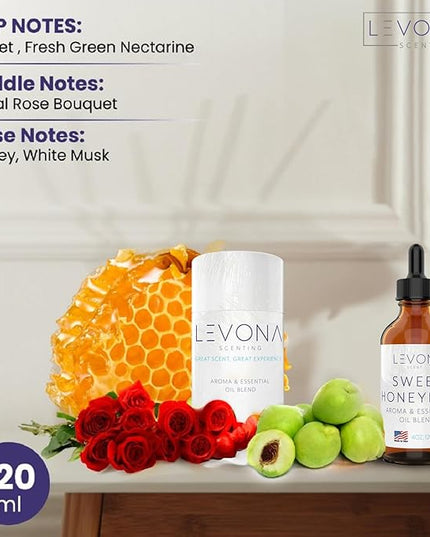 Levona Scent Oil Diffuser Essential Oils: Essential Oils Home Luxury Scents - Sweet Honeydew Essential Oil - Sweet & Fresh Notes of Nectarine and Floral Rose Essential Oil - 120 Ml Fragrance Oils