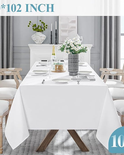 VidaFete Tablecloth 60 * 102inch 10 Pack Rectangle Table Cloth Polyester, Stain Wrinkle Resistant Dining Table Cover for Kitchen Dinning Party Wedding Rectangular Tabletop Buffet Decoration(White)