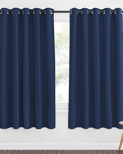 NICETOWN Blackout Curtain Panel for Bedroom - Window Treatment Energy Saving Thermal Insulated Solid Grommet Drapes for Doorway/Living Room (Navy, 1 Panel, W66 x L66)