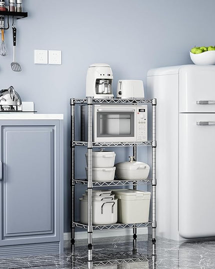 1000 lbs 4 Tier Shelf Metal Storage Shelves Wire Rack Closet Organizers with PP Board for Garage Kitchen Bathroom Laundry Chrome 11.8" D x 21.7" W x 39.5" H