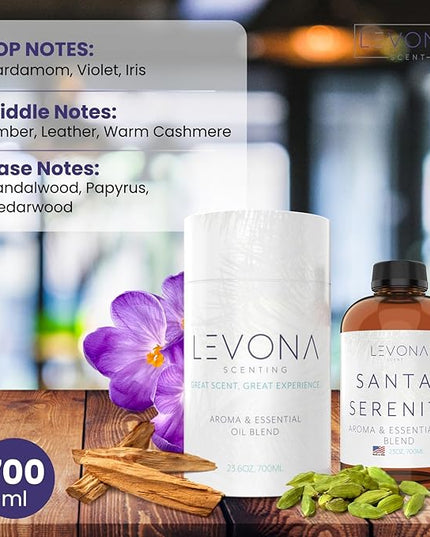 Levona Scent Essential Oils - Scents for Home, Hotel & Office Use - Perfect for Home Diffuser & Humidifiers - Aroma Fragrance Oil, Ideal for Massage, Relaxation, and Spa - Santal Serenity, 700ml