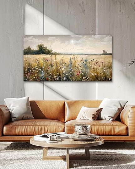 Wapluam Framed Wall Decor For Living Room Canvas Prints Wall Art Bedroom Office Decoration Vintage Abstract Painting Rural Natural Landscape Artworks Pictures Ready To Hang Farmhouse Home Decor