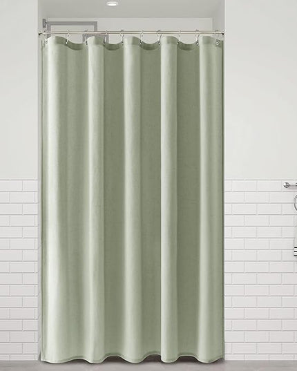 Naturoom Mist Sage 54 Inch Shower Curtain - Stall Narrow Half Linen Ultra Thick Fabric Shower Curtain Set with Hooks, Boho Farmhouse Rustic RV Camper Bath Curtains for Bathroom, 54x78