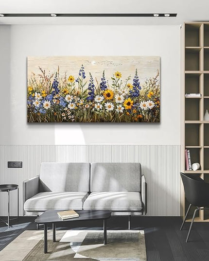 ERQINHUA Farmhouse Wall Decor For Living Room Large Canvas Wall Art For Bedroom Office Decorations Boho Wall Paintings Flowers Watercolour Pictures Printing Artwork Ready To Hang Home Decor 30"X60"