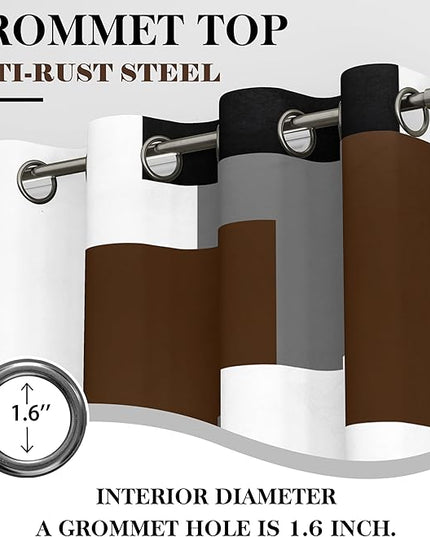 Brown 100% Blackout Curtains for Bedroom 96 inch Long 2 Panels Set Black White Gray Modern Abstract Geometric Black Out Curtains Insulated Room Darkening Window Drapes for Living Room, 52Wx96L