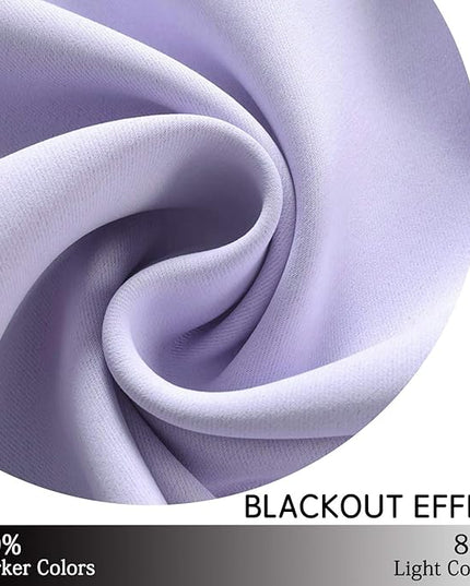 Yakamok Lilac Blackout Drapes for Bedroom - Light Blocking Grommet Top Curtains for Living Room(Lilac, 52Wx45L, 2 Panels)