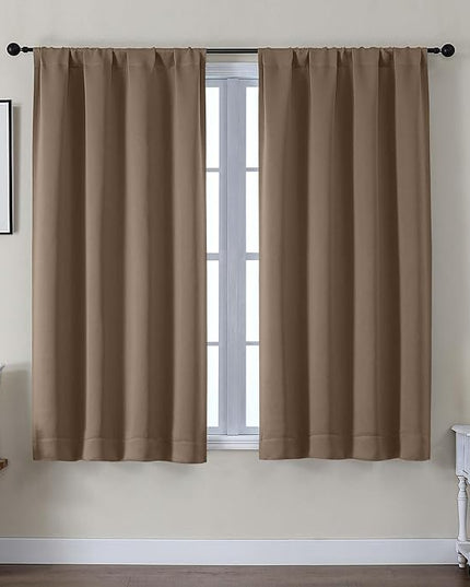 Gwine Brown Blackout Curtains for Bedroom 54 Inches Long, Thermal Insulated Room Darkening Curtains for Living Room Each 40" Wx54 L, 2 Panels