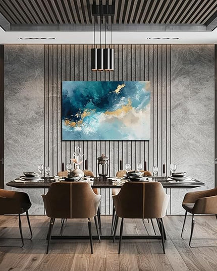 Ocean Wall Art Decor for Living Room Blue Abstract Seascape Canvas Picture for Wall Modern Beach Art Print for Bedroom Large Abstract Artwork Painting for Bathroom Home Office Decorations(36" x 24")
