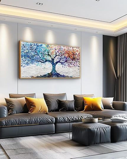 ERQINHUA Canvas Wall Art For Living Room Wall Decorations For Bedroom Modern Restaurant Office Home Decor Colorful Wall Painting Tree Abstract Printing Canvas Pictures Posters 24x48 In Wood Framed