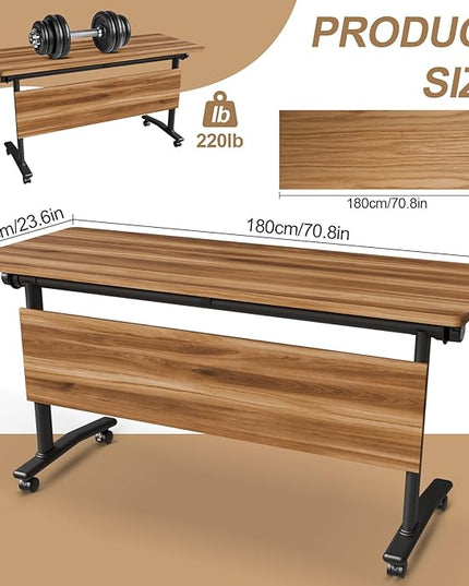 Conference Room Table with Flip-Top Design for Dynamic Meetings, Business Table Computer Desk with Heavy-Duty Frame,Foldable Seminar Meeting Tables for Home Office (6, C, 70.8IN)