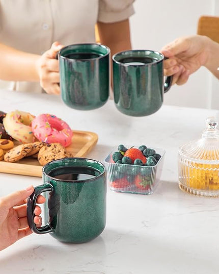 vancasso STARRY Coffee Mugs Set, 16 oz Ceramic Coffee Cups for Americano Hot Tea Iced Coffee Cold Brew Cocoa Milk Stoneware Mugs Set of 6, Dishwasher & Microwave Safe, Green