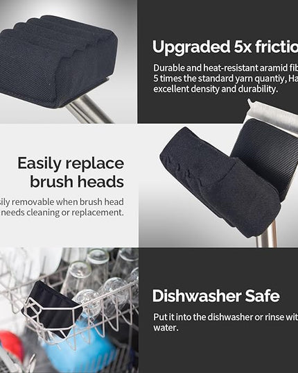 Grill Brush Bristle Free,Unique Wave pad for Cast Iron/Stainless-Steel Grates, (Only Replaceable Cleaning Head No Grill Brush)