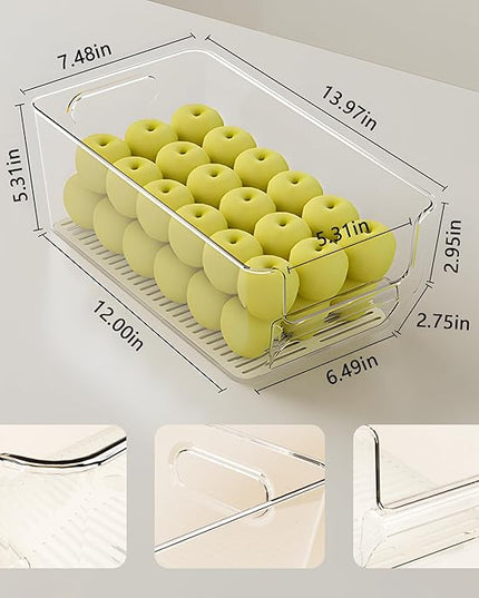 8Pcs Clear Plastic Storage Bins, Refrigerator Organizer Bins with Handles, Freezer Organizer Clear Organizing Bins, BPA-Free Fridge Storage Containers for Fridge, Freezer, Cabinet, Kitchen, Pantry