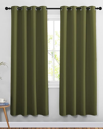 NICETOWN Olive Room Darkening Doorway Curtains 78 inches Long, Grommet Light Blocking Window Treatments Sound Reducing Privacy Drapes for Living Room/Bedroom, 2 Panels, W52 x L78