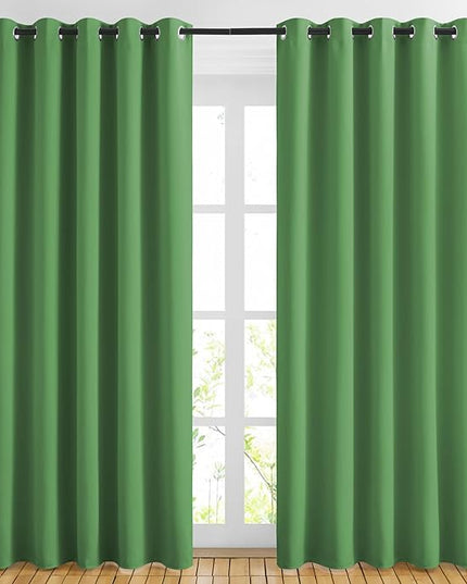 NICETOWN Blackout Forest Green Curtains for Living Room - Solid Thermal Insulated Sound Reducing Grommet Room Darkening Curtains & Drapes for Bedroom/Children Room (2 Panels, W66 x L84)