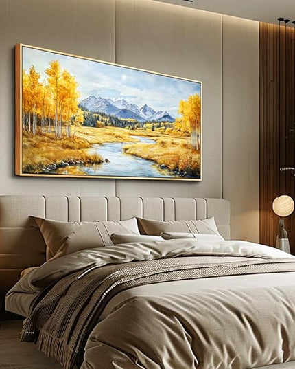 ERQINHUA Large Canvas Wall Decor For Living Room Wall Art For Bedroom Pastoral Yellow Landscape Painting Wood Frame Farmhouse Dining Room Office Home Decor Stretched And Framed Aesthetics 30"X60"