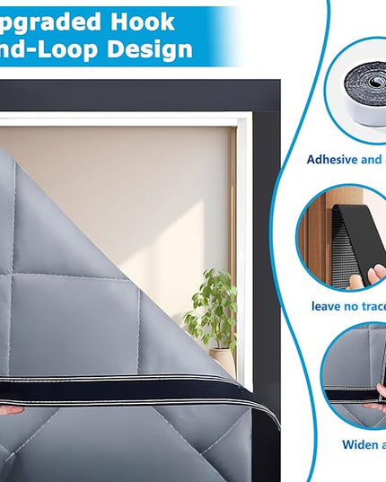Magnetic Thermal Insulated Door Curtain (Fits Door Size 36" x 80") - Heavy Duty Oxford Soundproof Door Cover, Automatic Close Hands-Free Privacy Screen for Winter, Pet Friendly Draft Stopper