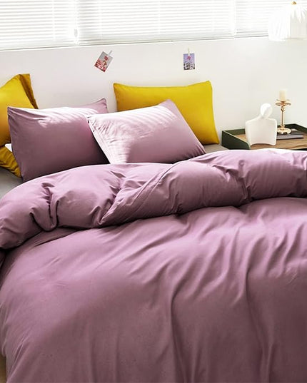 Luxlovery Purple Comforter Set Cal King Pale Mauve Bedding Comforter Set Dusty Purple Modern Elegant Solid Bed Blanket Soft Breathable Lilac Blanket Quilts 3 Piece Bedding Set for Women
