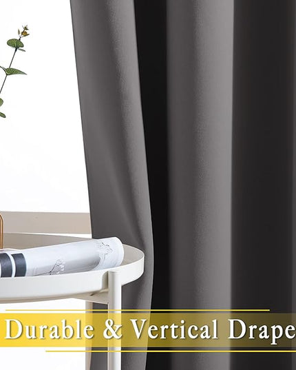 NICETOWN Patio Door Curtain 95 inch Length, Grommet Top Thermal Insulated Blackout Panels Curtain Drapes for Sliding Glass Door (Gray, 80" Wide, 1 Panel)