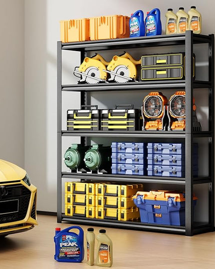 48" W Garage Shelving,5-Tier Heavy Duty Shelving Unit,3000LBS Adjustable Metal Storage Shelves,Storage Rack Units for Industrie,Shed,Warehouse,Basement,Black,48" W x 20" D x 72" H